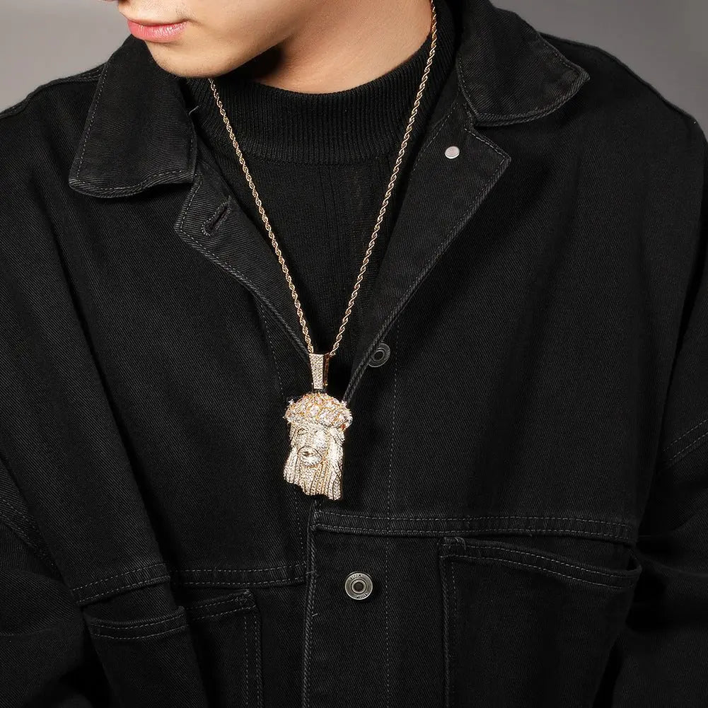 Hip Hop  Iced Out CZ Jesus Piece Pendant Necklace nowadaysfashion