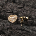 Hip-hop inlaid zircon heart-shaped earrings nowadaysfashion