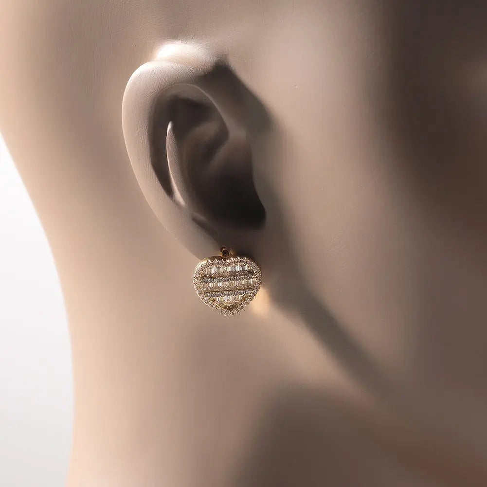 Hip-hop inlaid zircon heart-shaped earrings - Blade & Thread