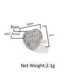 Hip-hop inlaid zircon heart-shaped earrings nowadaysfashion