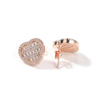Hip-hop inlaid zircon heart-shaped earrings nowadaysfashion