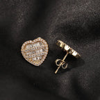 Hip-hop inlaid zircon heart-shaped earrings nowadaysfashion
