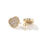 Hip-hop inlaid zircon heart-shaped earrings nowadaysfashion