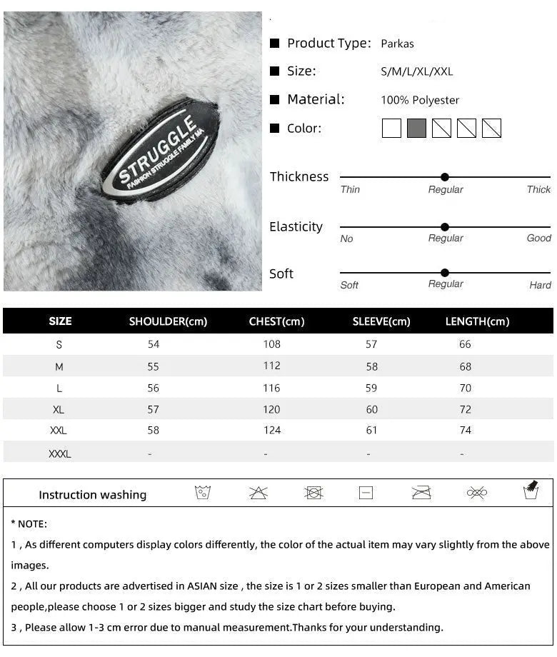 Hip Hop Jacket Streetwear Tie Dye Heart Fuzzy Jackets Warm Coats - Blade & Thread