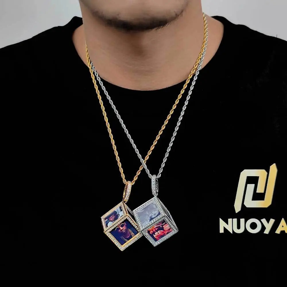 Hip Hop Jewelry Cube Memory Photo Pendant Frame Necklace nowadaysfashion