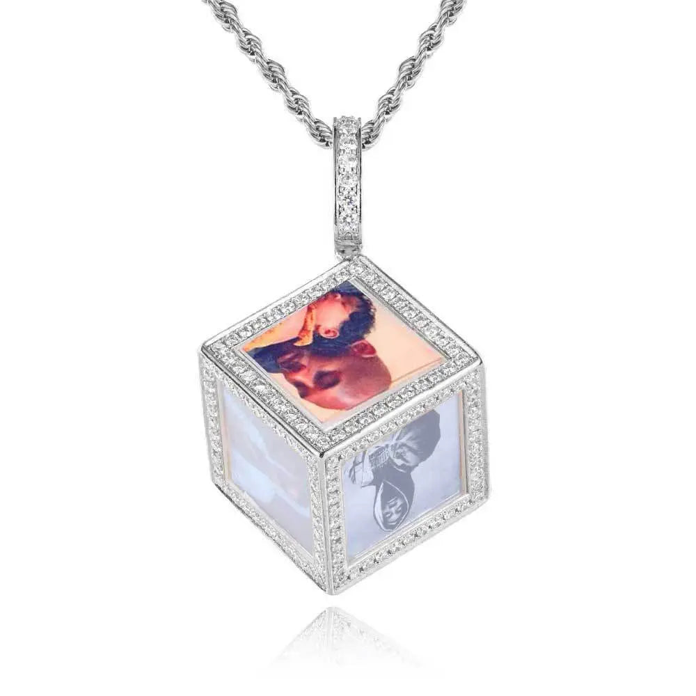 Hip Hop Jewelry Cube Memory Photo Pendant Frame Necklace nowadaysfashion