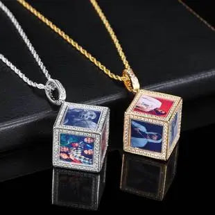 Hip Hop Jewelry Cube Memory Photo Pendant Frame Necklace nowadaysfashion