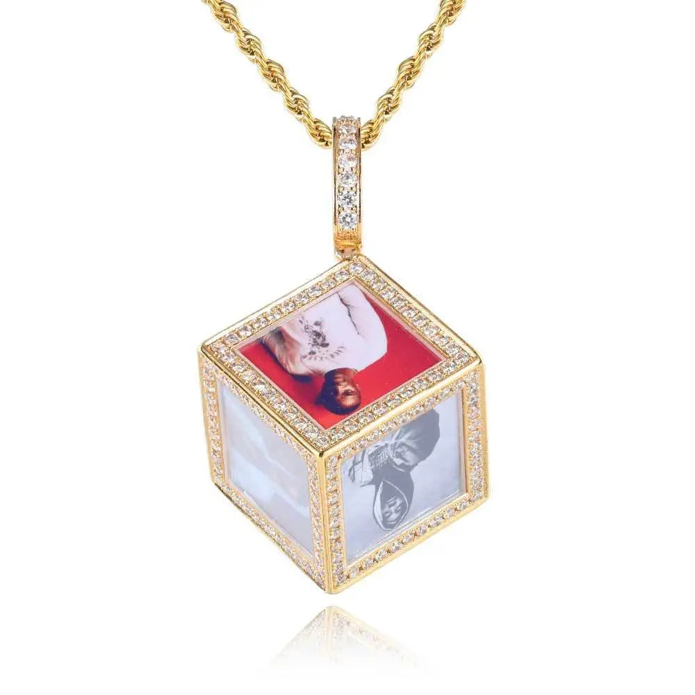 Hip Hop Jewelry Cube Memory Photo Pendant Frame Necklace nowadaysfashion