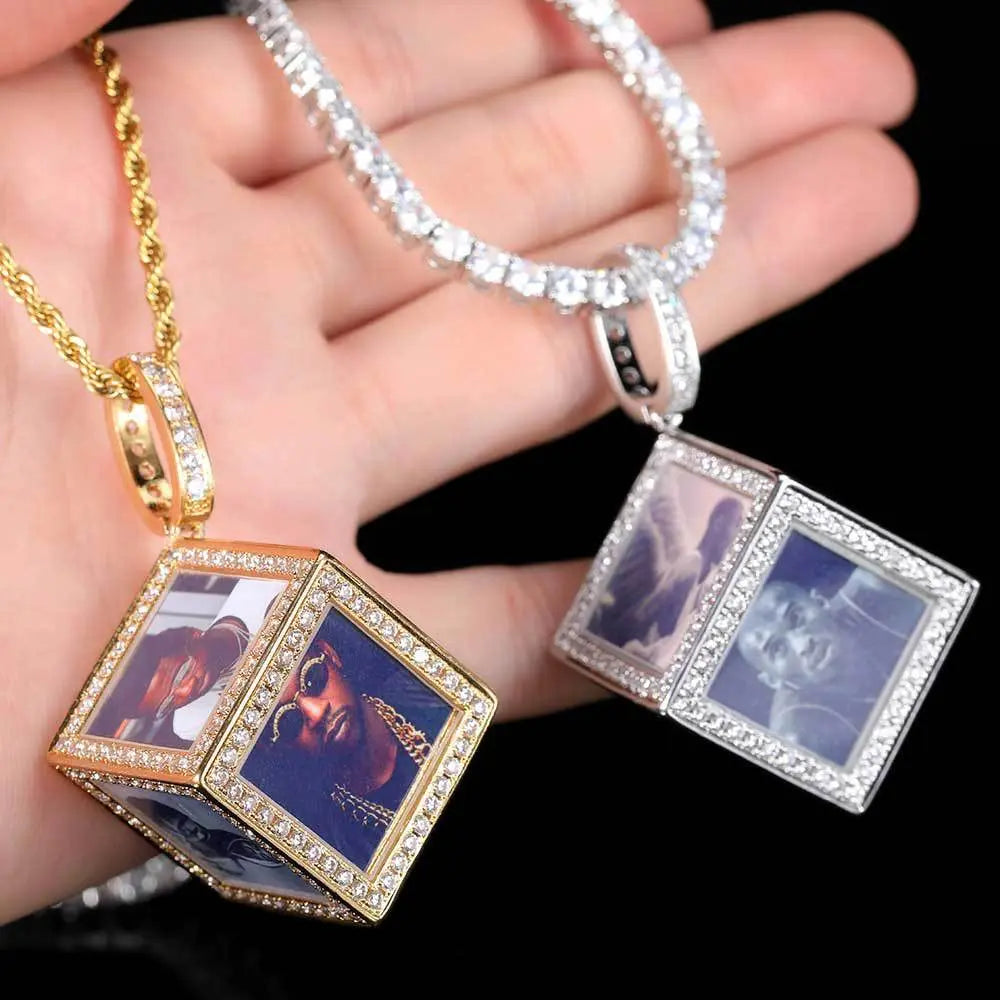 Hip Hop Jewelry Cube Memory Photo Pendant Frame Necklace nowadaysfashion