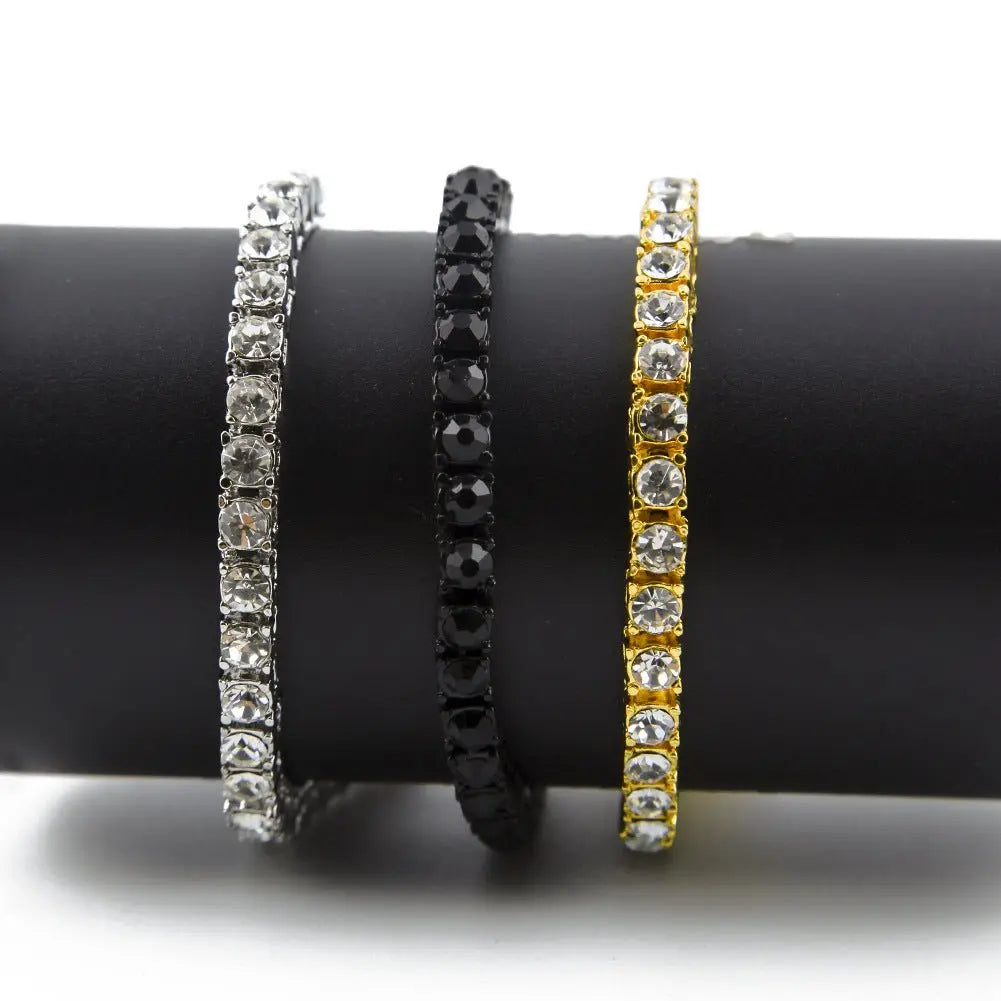 Hip Hop Jewelry Full Rhinestone 5mm Tennis Chain One Row Bracelet - Blade & Thread