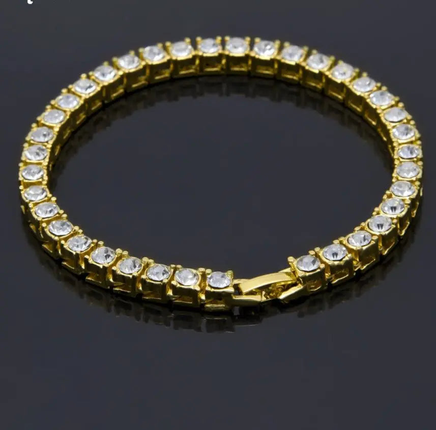Hip Hop Jewelry Full Rhinestone 5mm Tennis Chain One Row Bracelet - Blade & Thread
