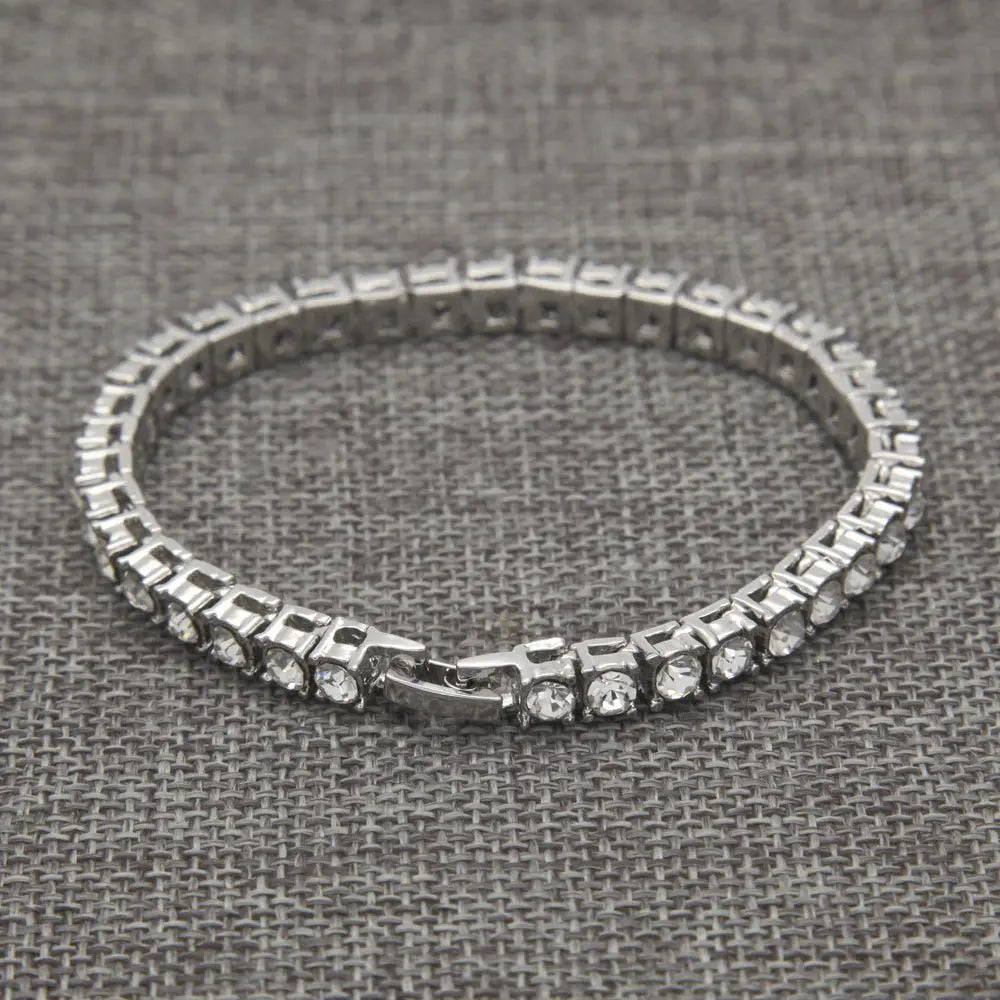 Hip Hop Jewelry Full Rhinestone 5mm Tennis Chain One Row Bracelet - Blade & Thread