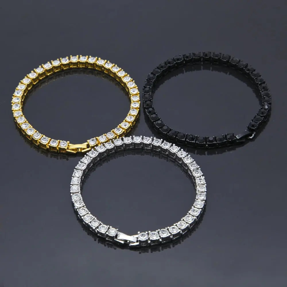 Hip Hop Jewelry Full Rhinestone 5mm Tennis Chain One Row Bracelet - Blade & Thread