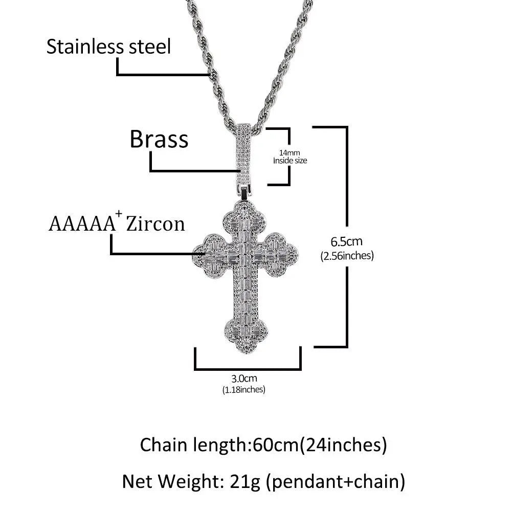 Hip-hop large diamond-encrusted cloud cross pendant - Blade & Thread