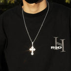 Hip-hop large diamond-encrusted cloud cross pendant nowadaysfashion
