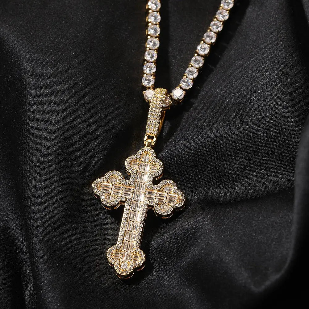 Hip-hop large diamond-encrusted cloud cross pendant nowadaysfashion