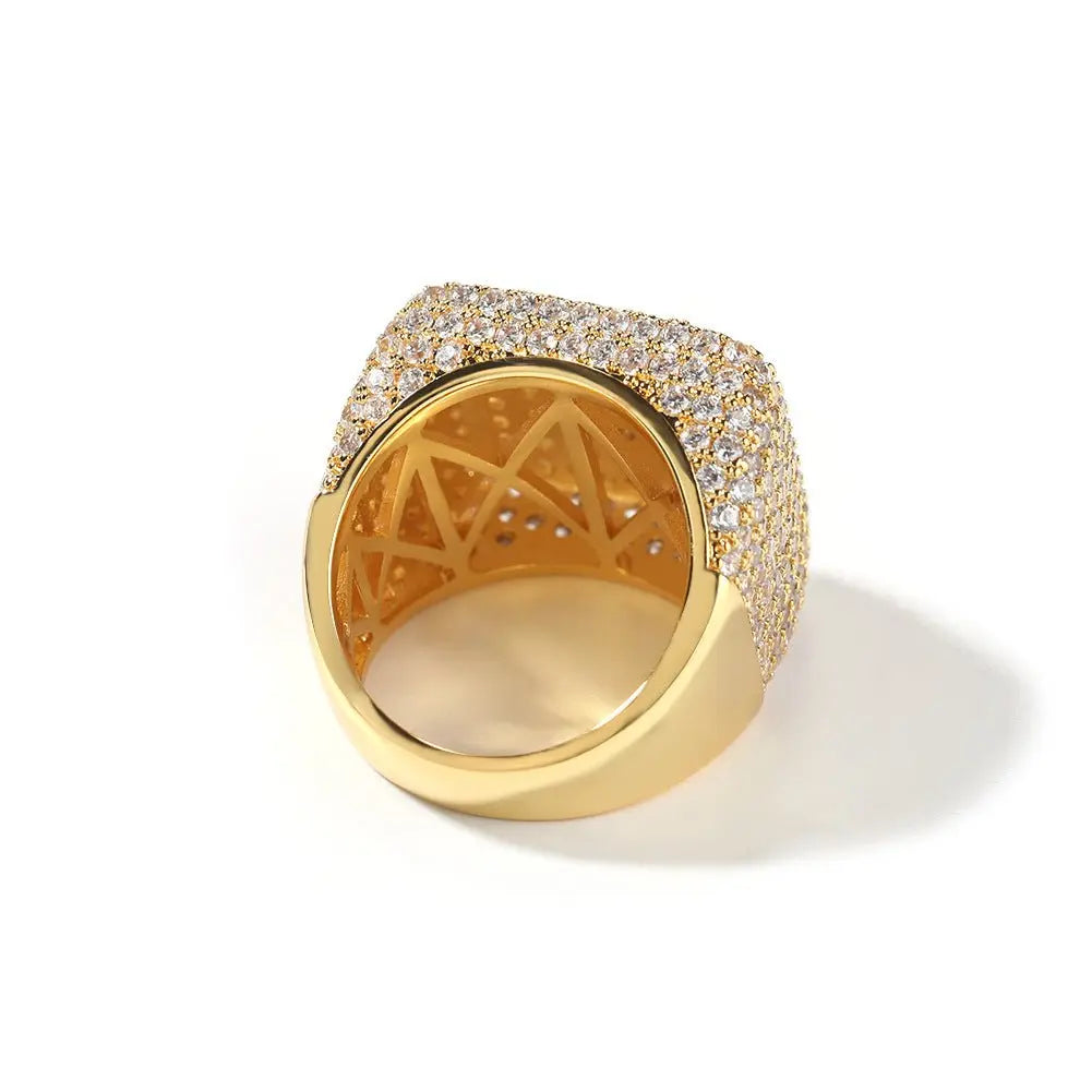 Hip-hop large square ring with zircon nowadaysfashion