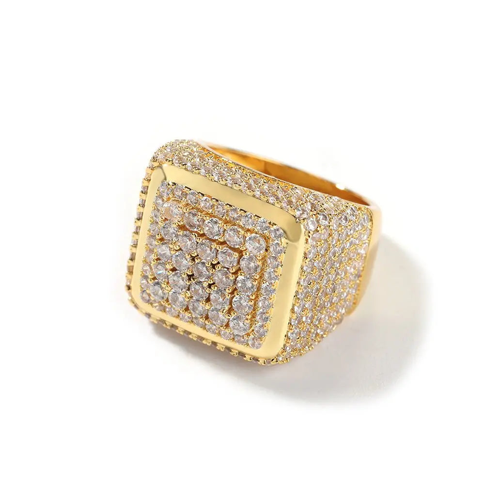 Hip-hop large square ring with zircon - Blade & Thread