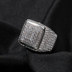Hip-hop large square ring with zircon nowadaysfashion