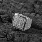 Hip-hop large square ring with zircon nowadaysfashion