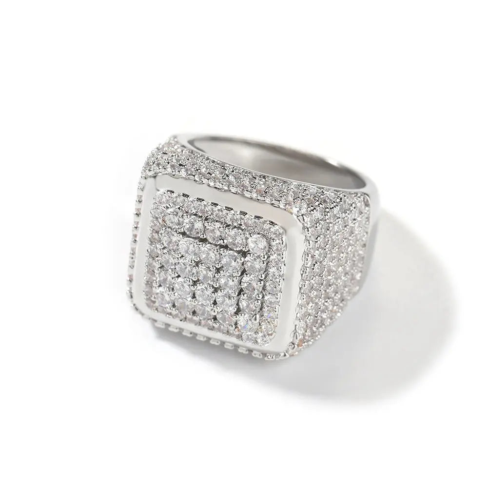 Hip-hop large square ring with zircon - Blade & Thread