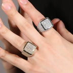 Hip-hop large square ring with zircon nowadaysfashion