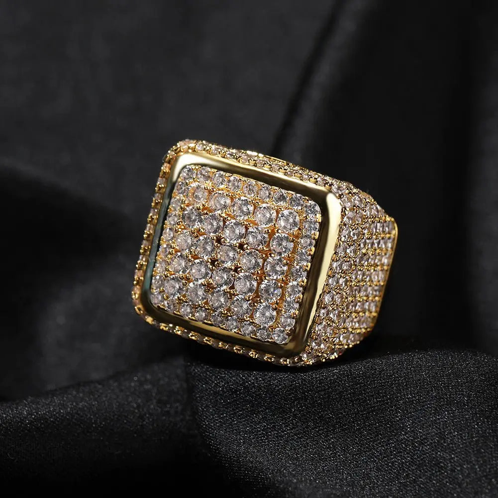 Hip-hop large square ring with zircon - Blade & Thread