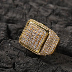 Hip-hop large square ring with zircon nowadaysfashion