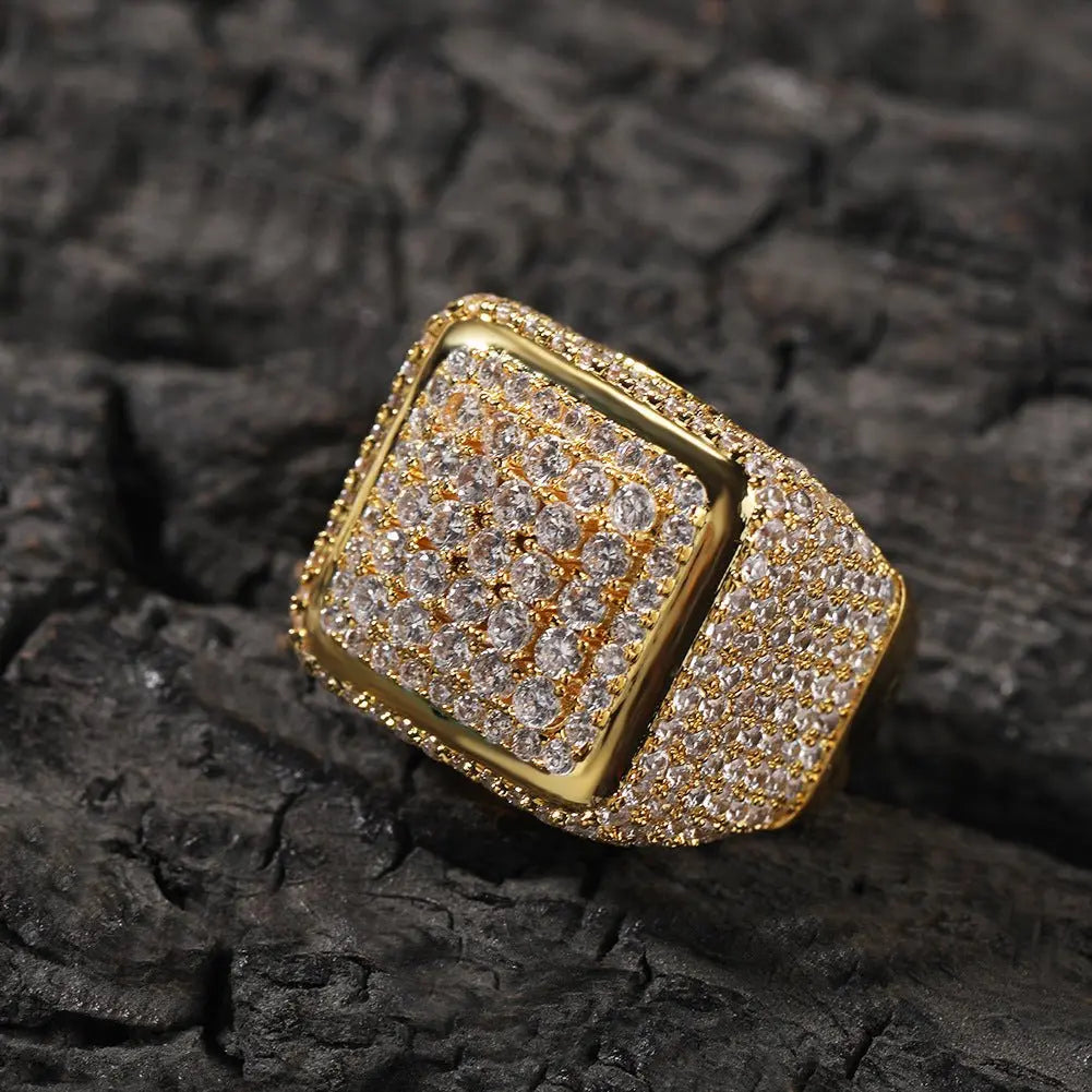 Hip-hop large square ring with zircon - Blade & Thread