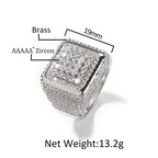Hip-hop large square ring with zircon nowadaysfashion