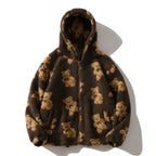 Hip Hop Men Women Fashion Bear Print Full Zip Hooded Coat Tops Outwear nowadaysfashion