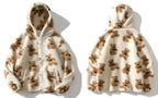 Hip Hop Men Women Fashion Bear Print Full Zip Hooded Coat Tops Outwear nowadaysfashion