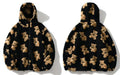 Hip Hop Men Women Fashion Bear Print Full Zip Hooded Coat Tops Outwear nowadaysfashion