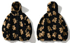 Hip Hop Men Women Fashion Bear Print Full Zip Hooded Coat Tops Outwear nowadaysfashion