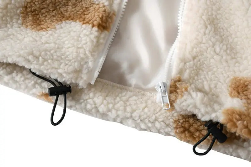 Hip Hop Men Women Fashion Bear Print Full Zip Hooded Coat Tops Outwear - Blade & Thread