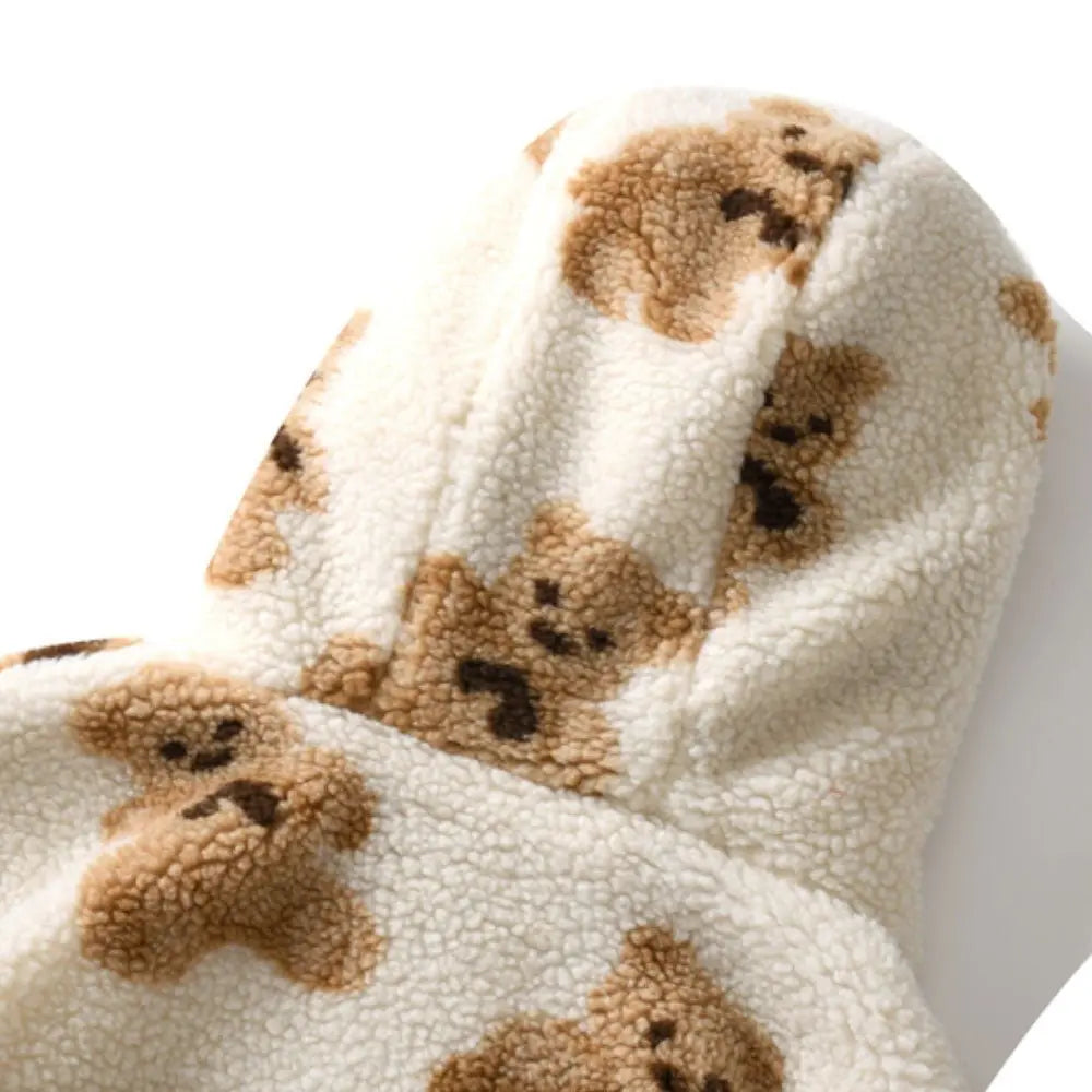 Hip Hop Men Women Fashion Bear Print Full Zip Hooded Coat Tops Outwear - Blade & Thread