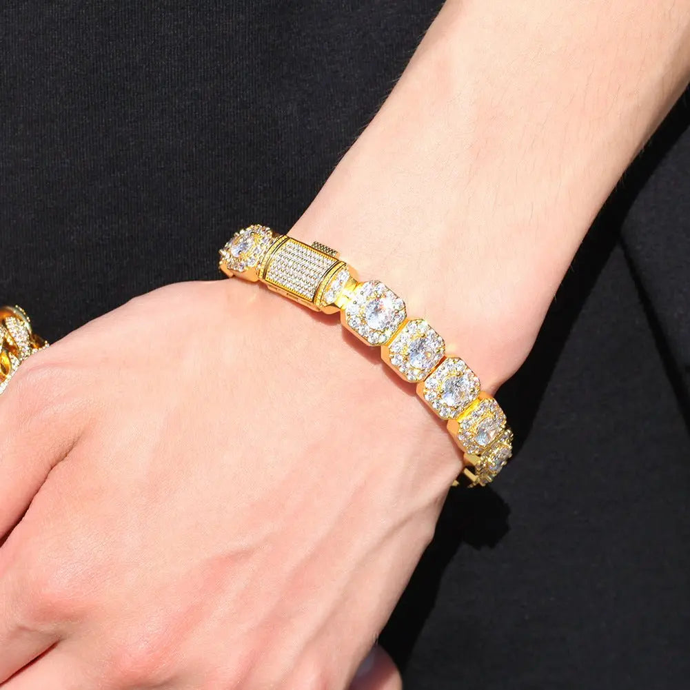 Hip-hop micro-inlaid zircon 12.5mm rock candy bracelet - Blade & Thread