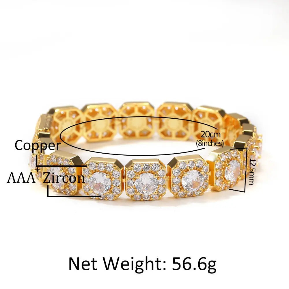 Hip-hop micro-inlaid zircon 12.5mm rock candy bracelet - Blade & Thread