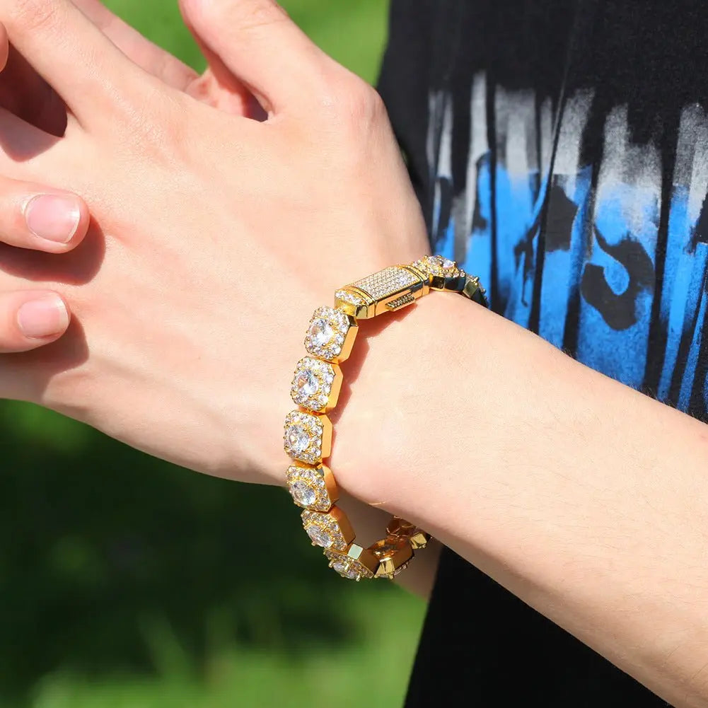 Hip-hop micro-inlaid zircon 12.5mm rock candy bracelet - Blade & Thread