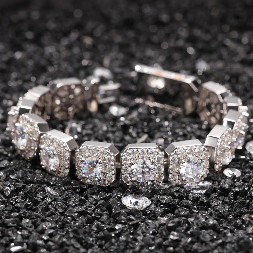 Hip-hop micro-inlaid zircon 12.5mm rock candy bracelet - Blade & Thread
