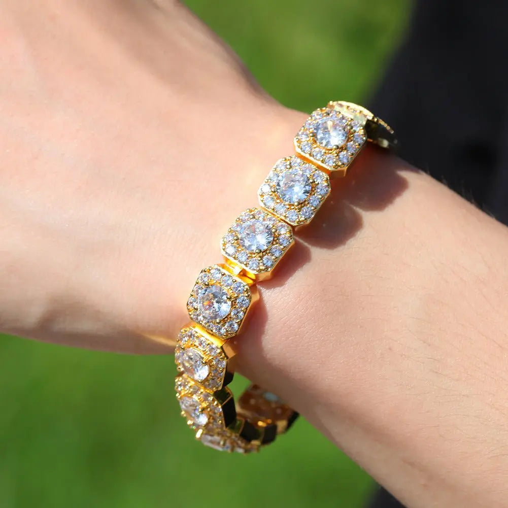 Hip-hop micro-inlaid zircon 12.5mm rock candy bracelet - Blade & Thread