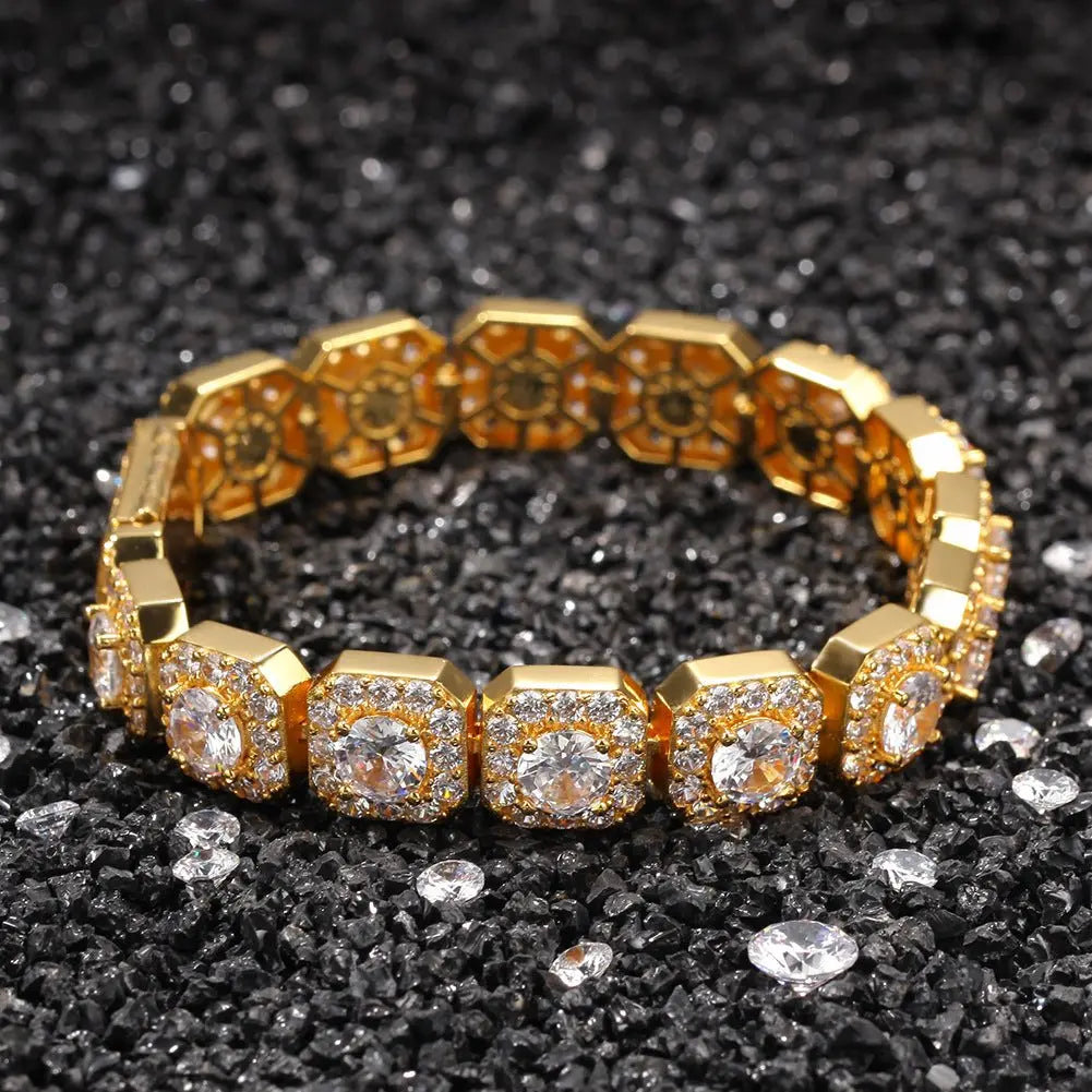 Hip-hop micro-inlaid zircon 12.5mm rock candy bracelet - Blade & Thread
