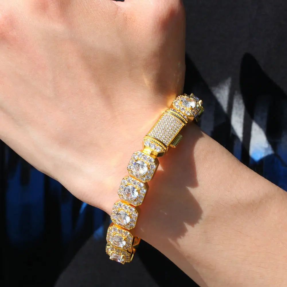 Hip-hop micro-inlaid zircon 12.5mm rock candy bracelet - Blade & Thread
