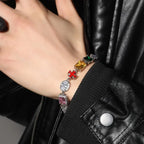 Hip-hop necklace with colorful zircon inlays and a square cross nowadaysfashion