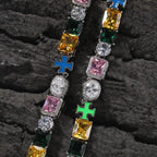 Hip-hop necklace with colorful zircon inlays and a square cross nowadaysfashion