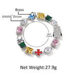 Hip-hop necklace with colorful zircon inlays and a square cross nowadaysfashion