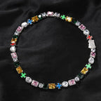 Hip-hop necklace with colorful zircon inlays and a square cross nowadaysfashion