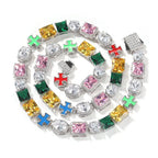 Hip-hop necklace with colorful zircon inlays and a square cross nowadaysfashion