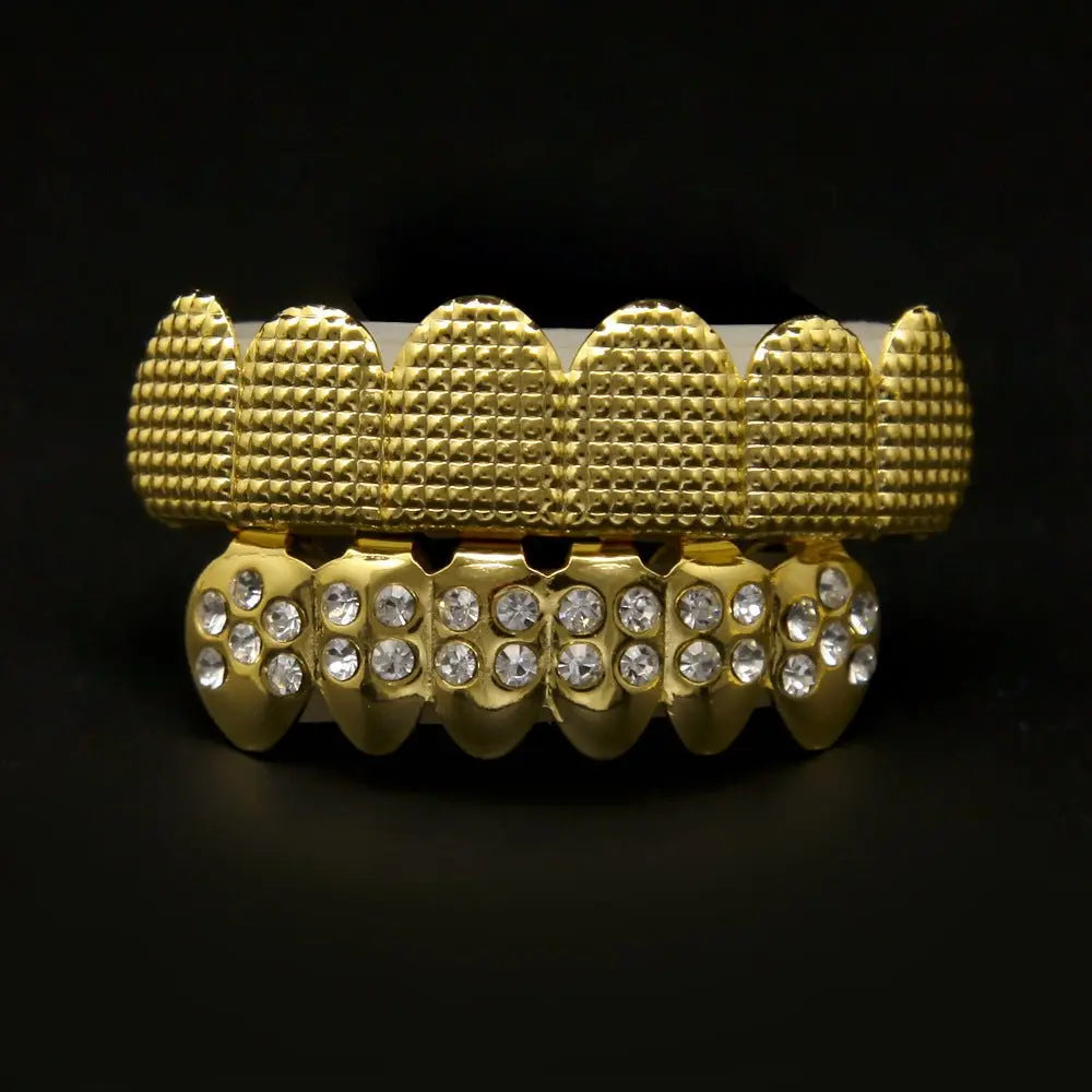 Hip-hop polished braces with gold electroplating nowadaysfashion