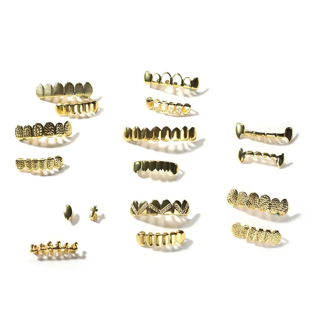 Hip-hop polished braces with gold electroplating - Blade & Thread